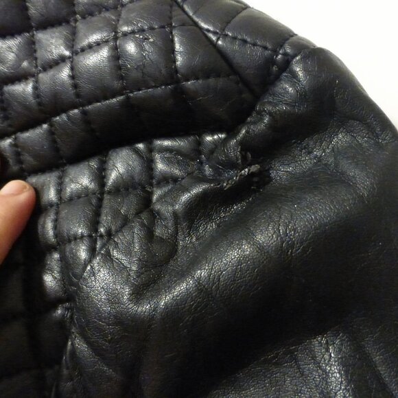 BEBE black faux leather cropped jacket with quilted detailing - Picture 15 of 16